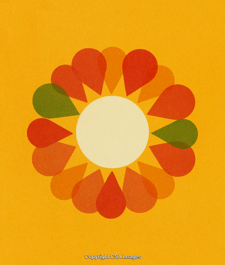 Abstract Geometric Design Featuring Vibrant Shapes in Circular Composition