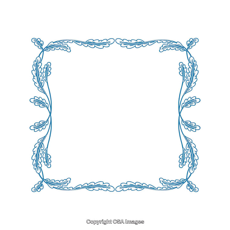 Elegant Blue Floral Border Design with Intertwined Leaves on White Background
