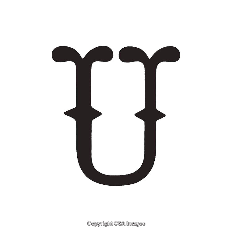 Artistic Representation of the Letter U in Black Serif Style