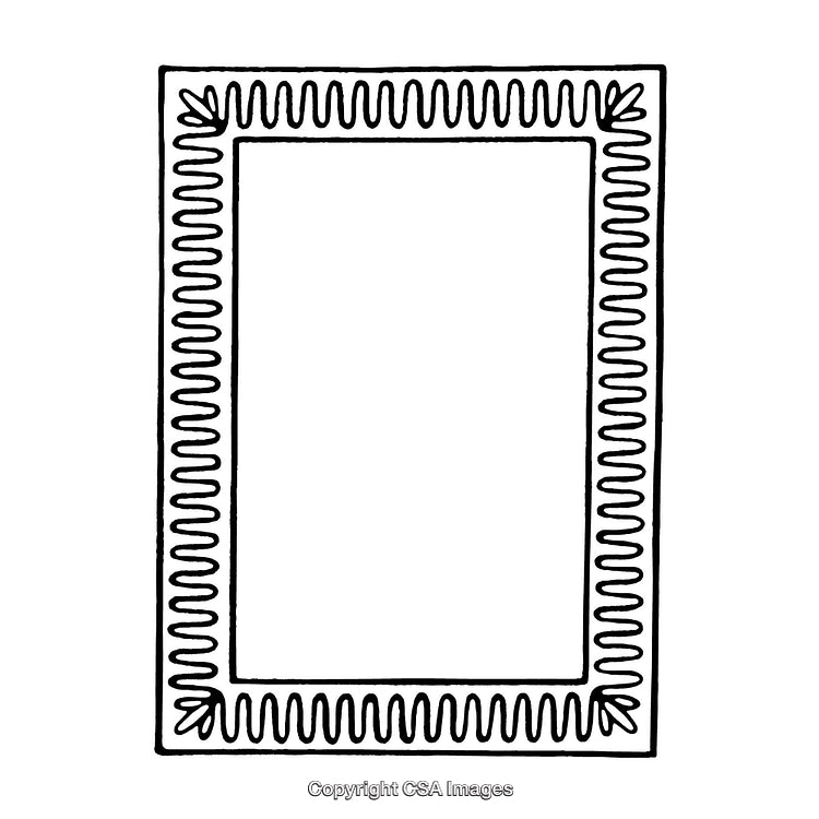 Intricate Black and White Border Design with Geometric Elements