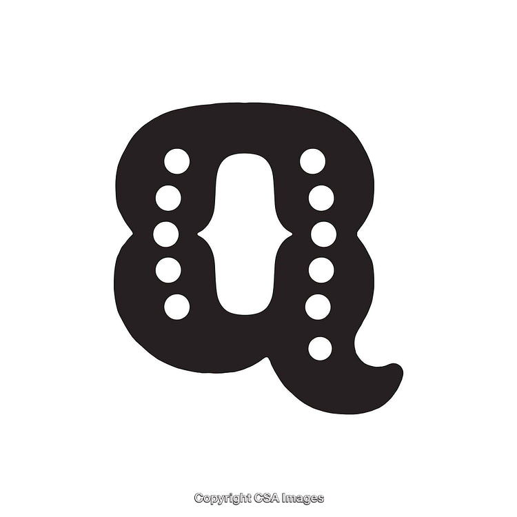 Stylized Decorative Letter "Q" Design with Unique Pattern Elements