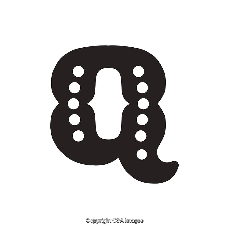 Stylized Decorative Letter "Q" Design with Unique Pattern Elements