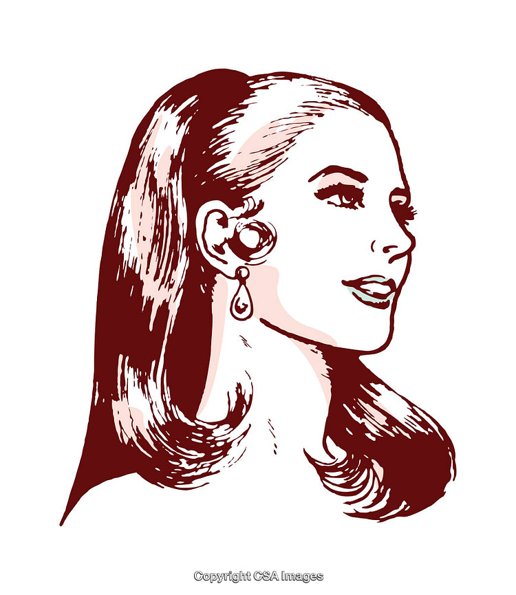 Retro Style Woman Illustration With Elegant Jewelry and Hairstyle