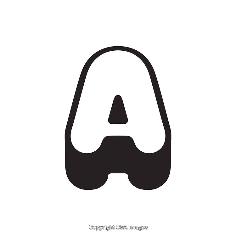 Black and White Stylized Illustration of the Letter A in Bold Design