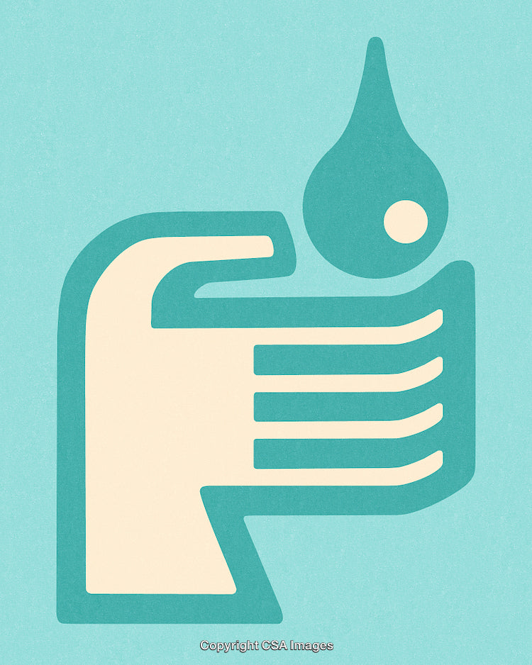 Abstract Modern Hand and Water Drop Graphic in Minimal Design