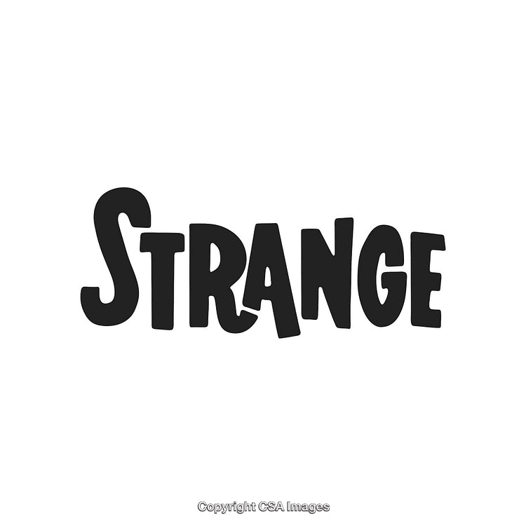 Black Modern Typography Design With the Word Strange on White Background