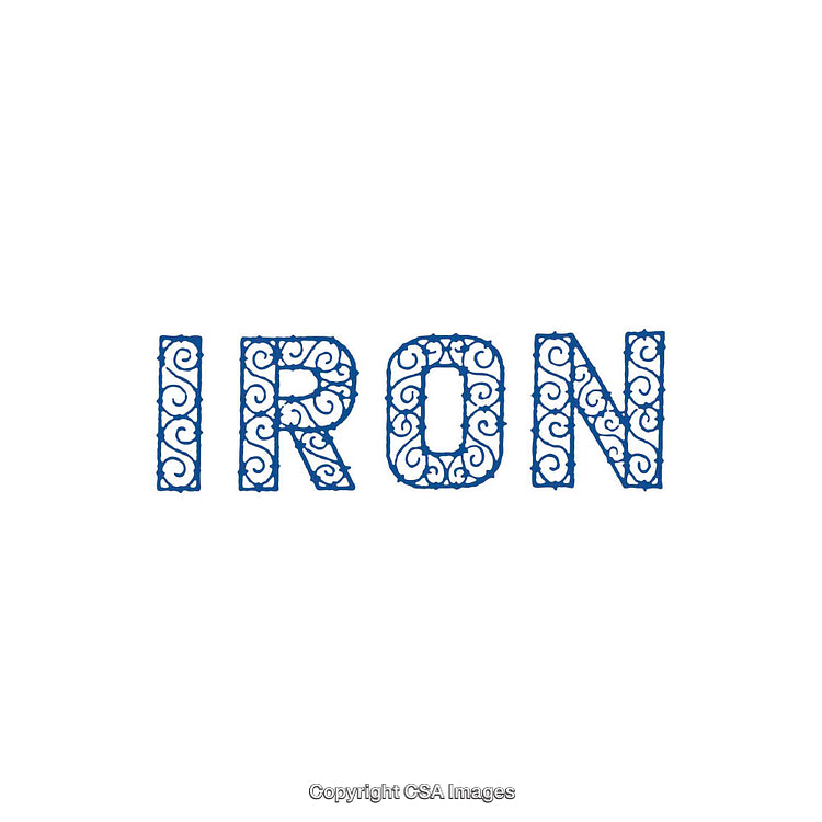 Decorative Blue Iron Lettering on Minimalistic White Background