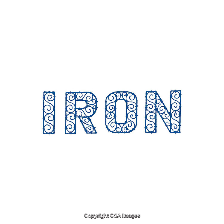 Decorative Blue Iron Lettering on Minimalistic White Background
