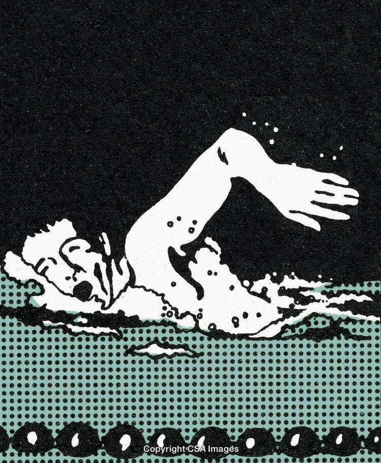 Pop Art Style Swimmer Depiction in a Striking Black and White Composition