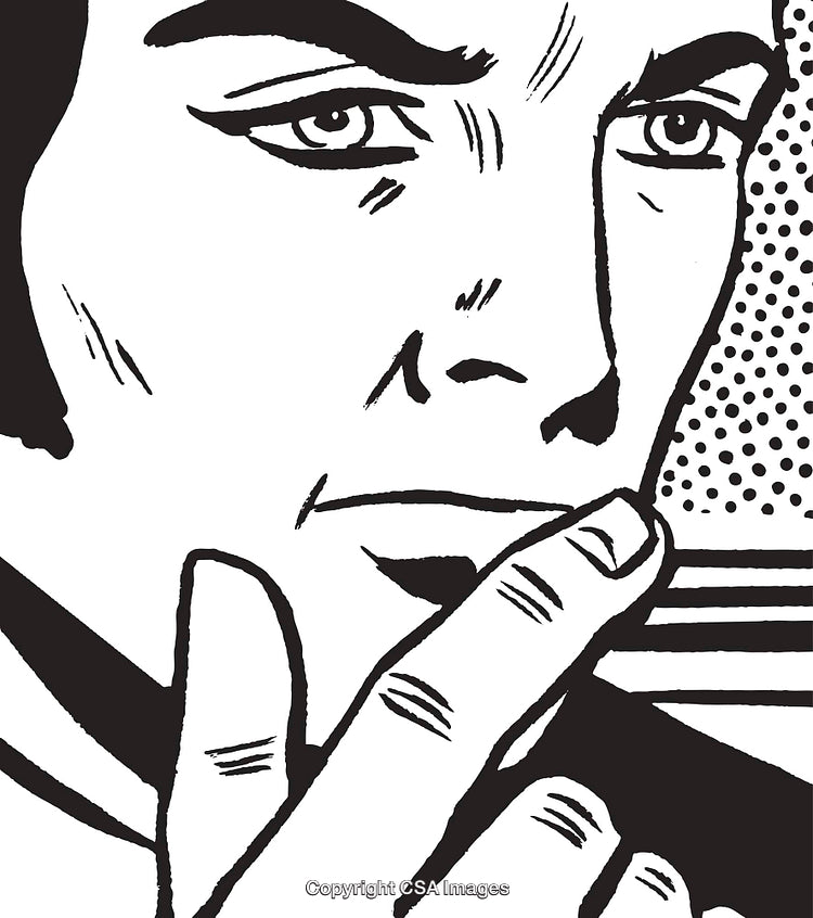 Pop Art Style Portrait Depicting a Thoughtful Male Expression