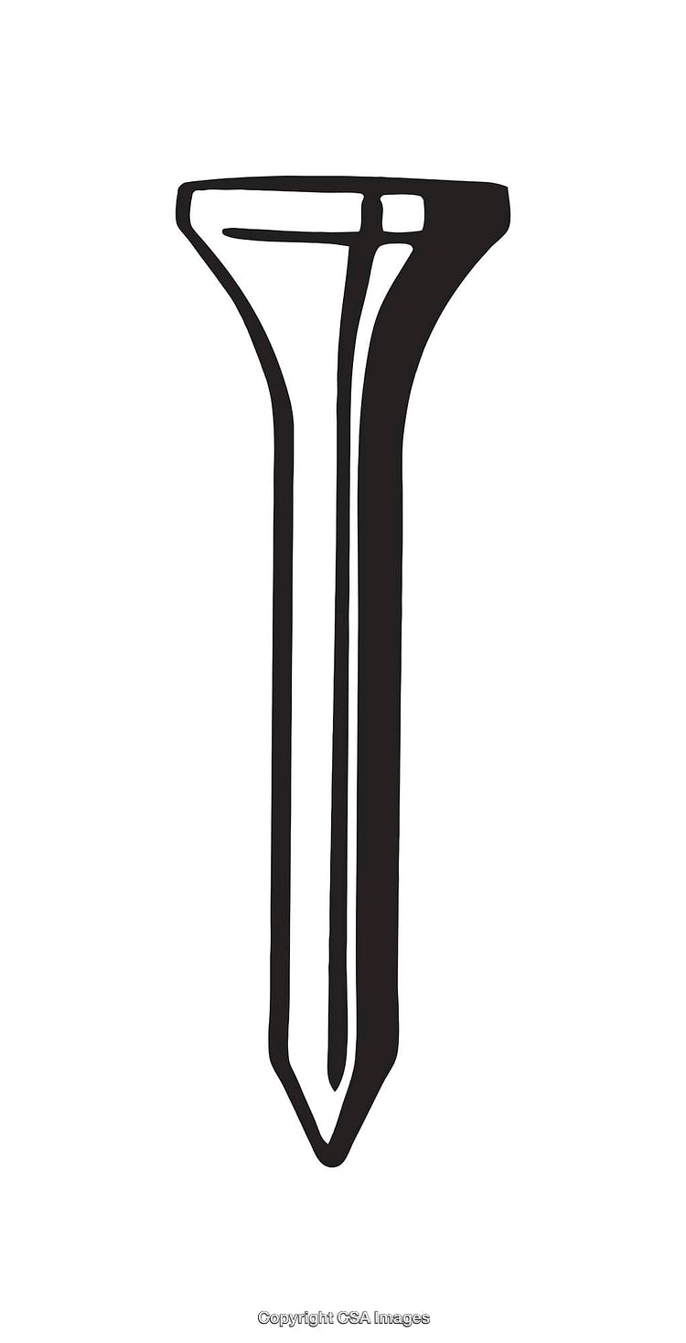 Black and White Line Art of a Single Nail Object Design
