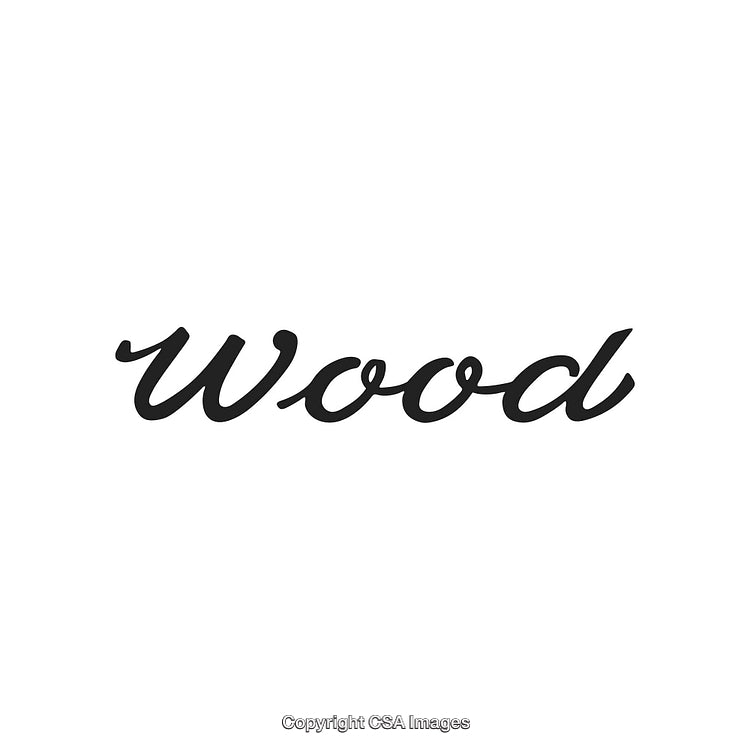 Minimalist Black Script Text Featuring the Word Wood on White Background