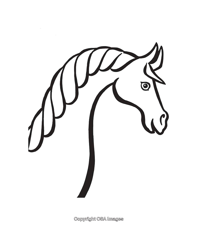 Minimalist Black and White Line Art Illustration of a Horse Head