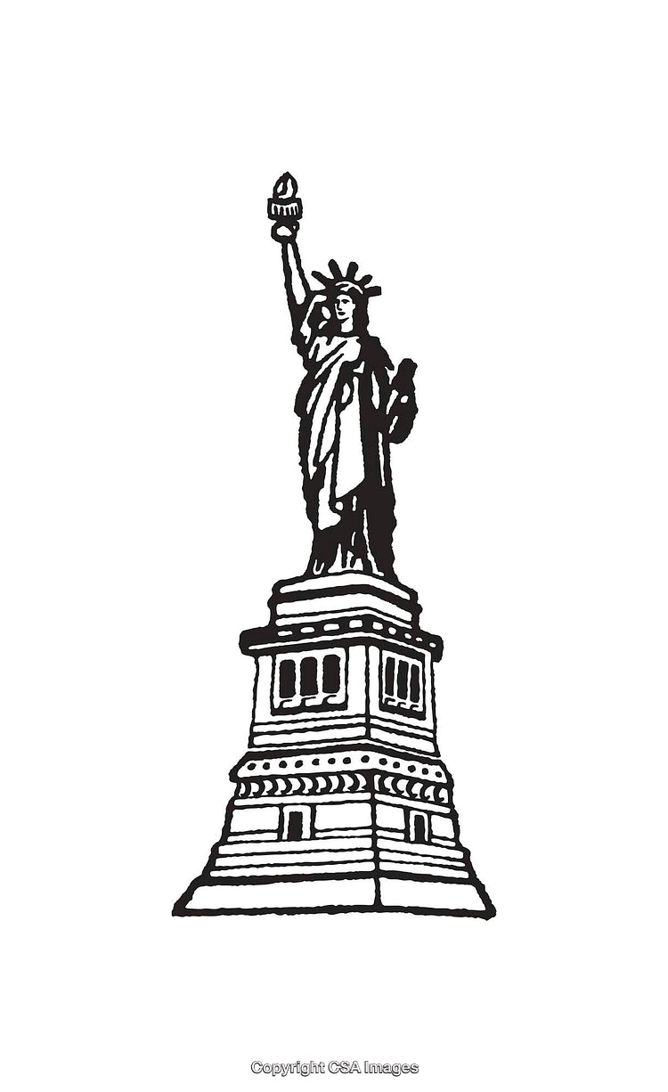 Black And White Line Art Depiction of the Statue Of Liberty