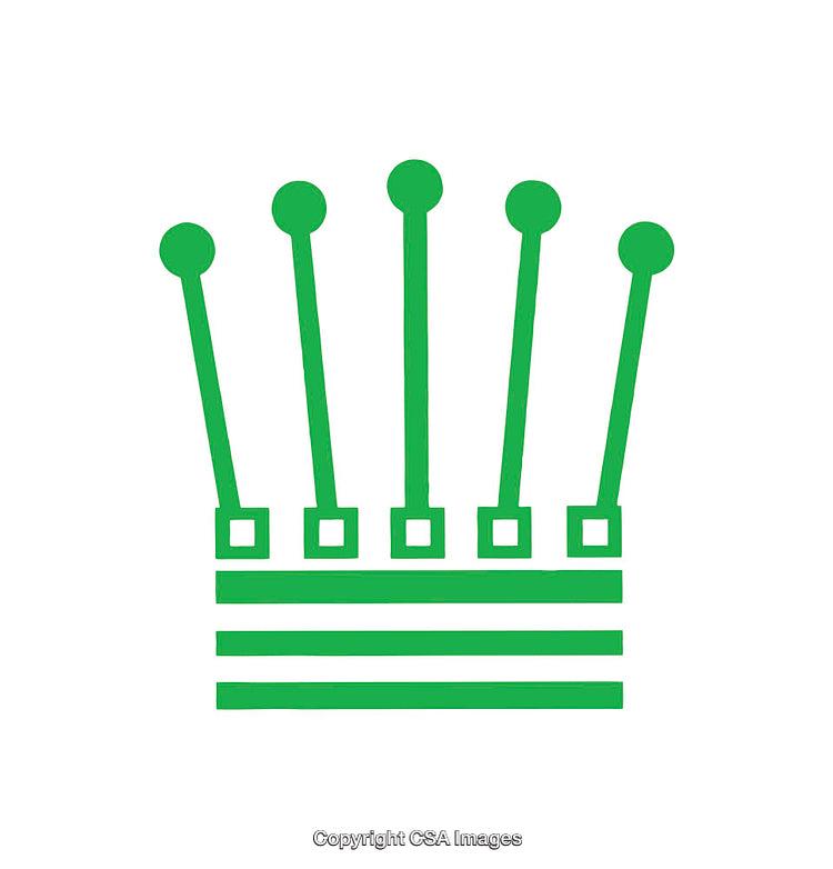 Green Abstract Crown-Shaped Digital Icon Design on White Background