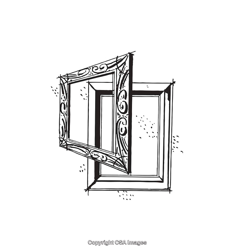 Intricate Black And White Line Art Illustration Of Layered Picture Frames