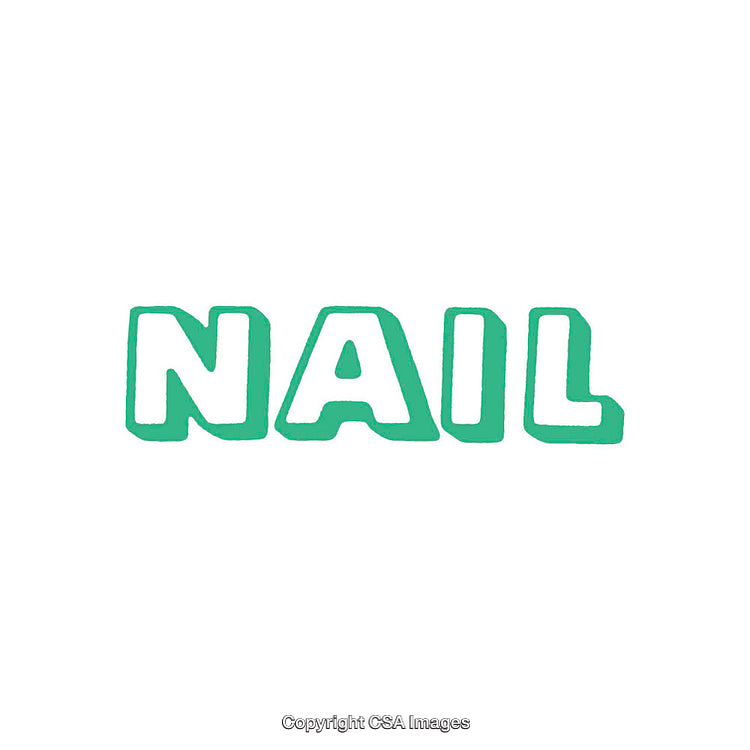 Bold Green Text Illustration of the Word 'Nail' Isolated on White