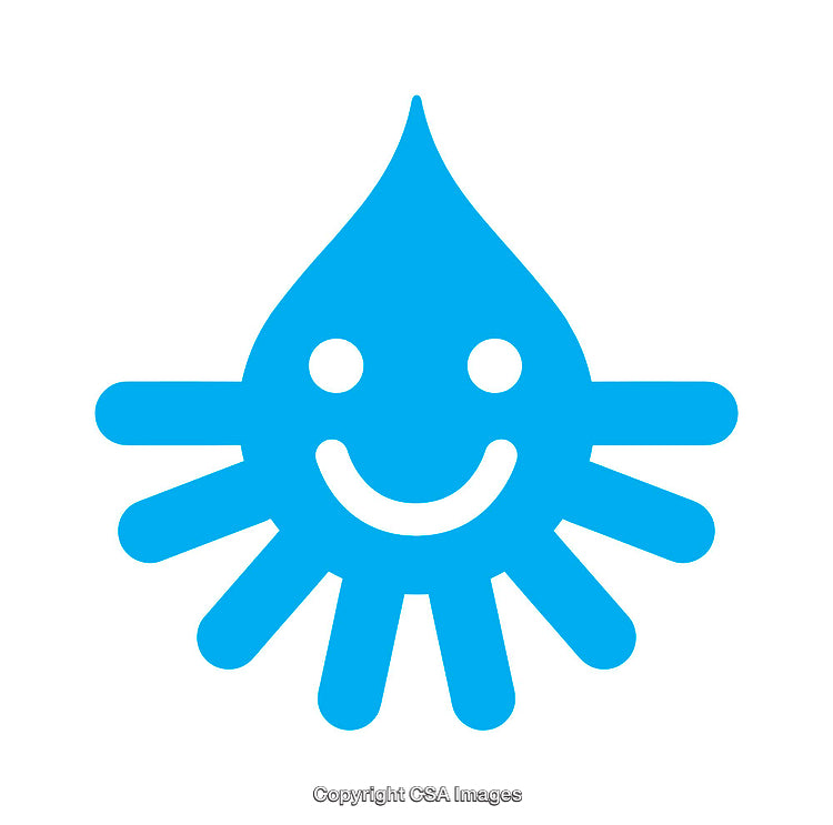Smiling Water Droplet Icon with Blue Artistic Design Symbolizing Positivity