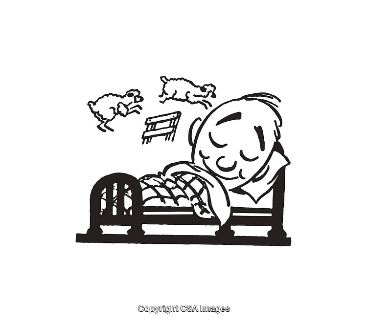 Illustration of Person Sleeping Peacefully with Dreaming Sheep