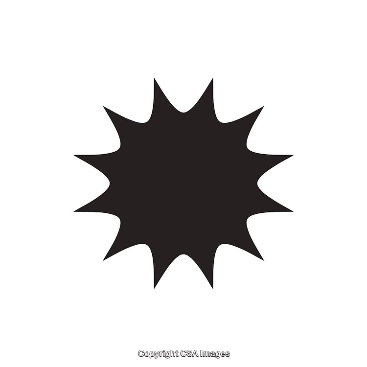Black Starburst Shape Graphic on a White Background