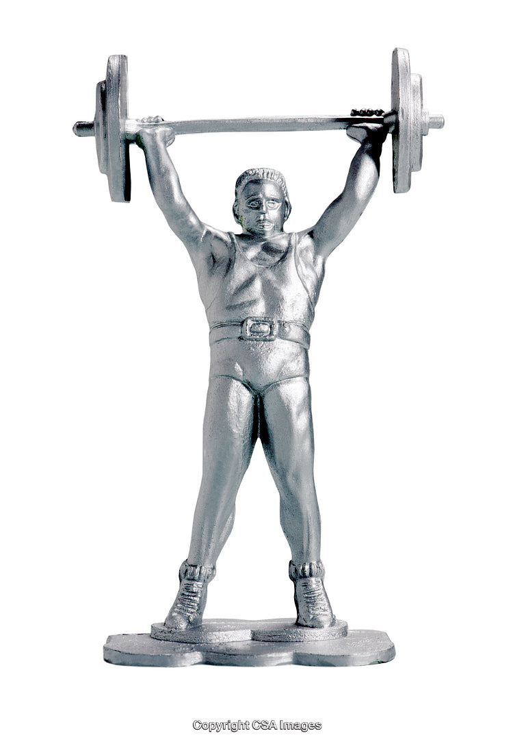 Plastic Weightlifting Figurine Depicting a Man Lifting a Barbell