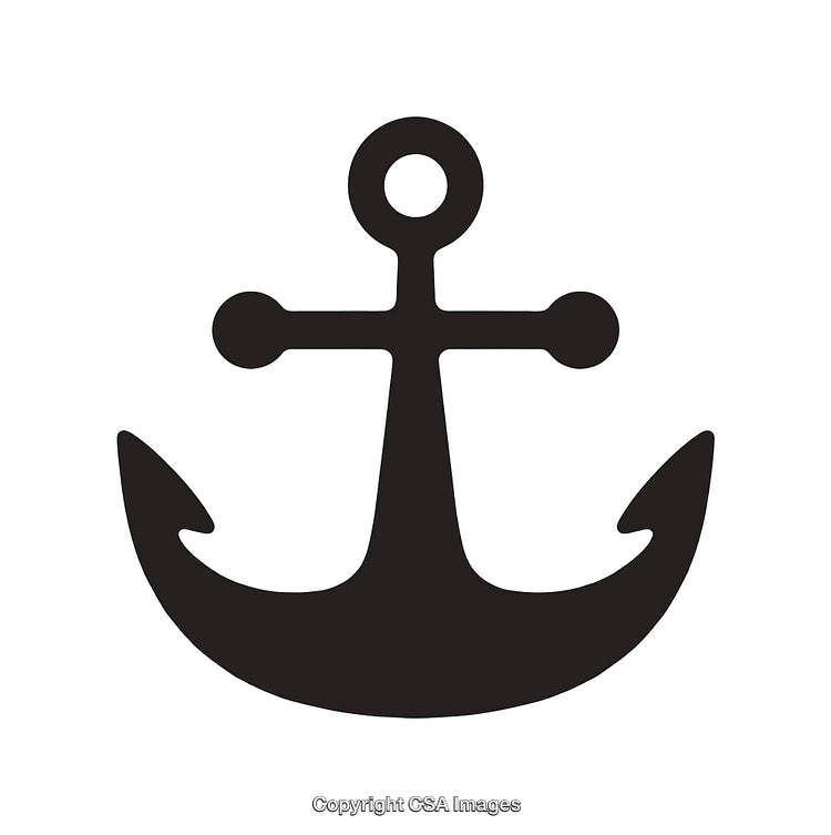Black and White Simple Anchor Icon Depicting Nautical Symbolism
