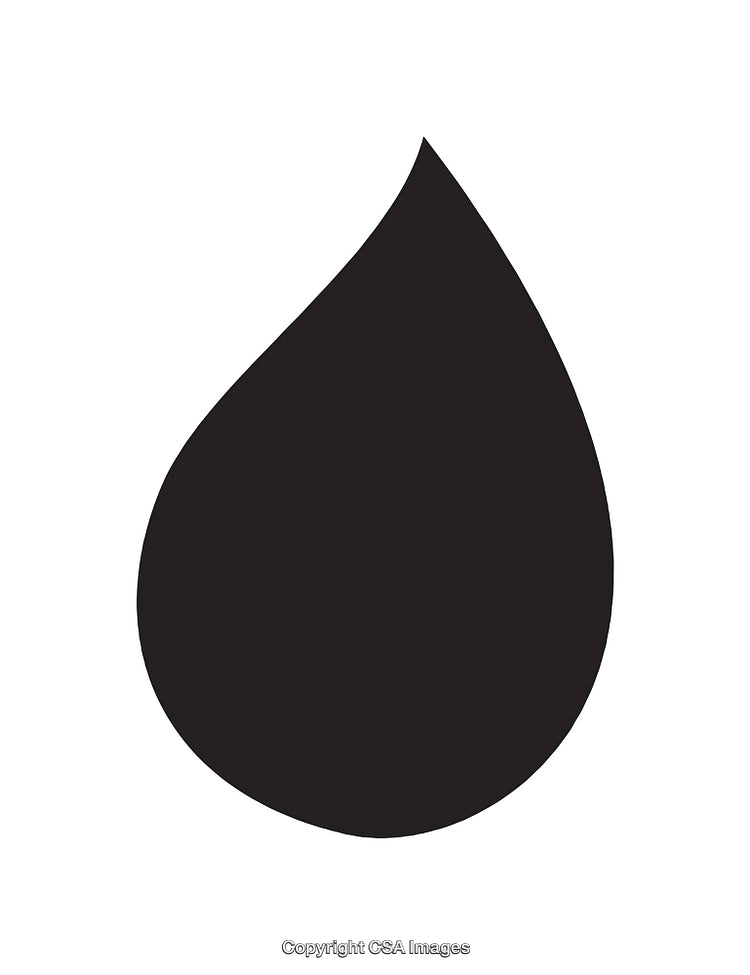 Black Droplet Icon on a Contrasting White Background