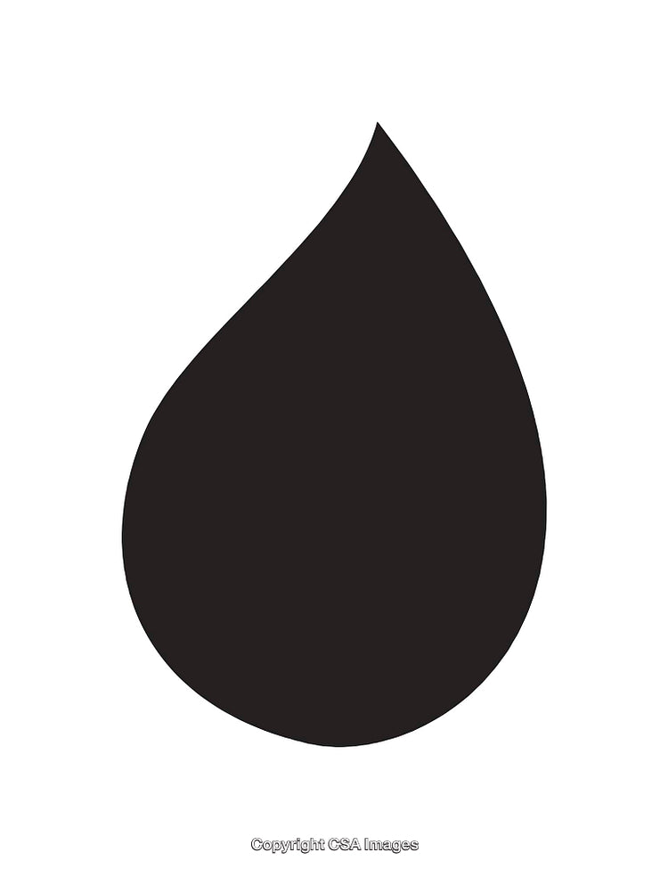 Black Droplet Icon on a Contrasting White Background