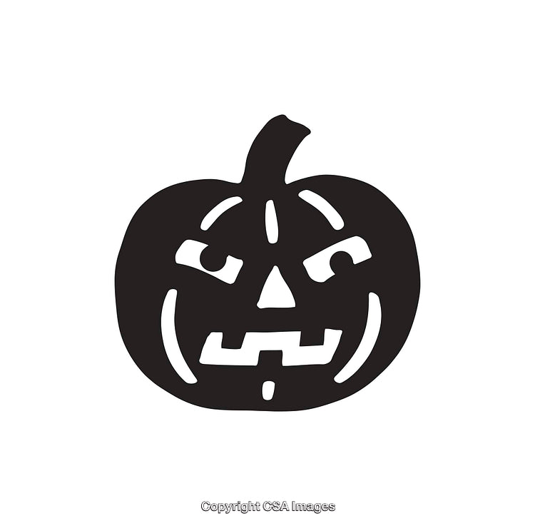 Black and White Illustration of a Jack-O'-Lantern Pumpkin Face