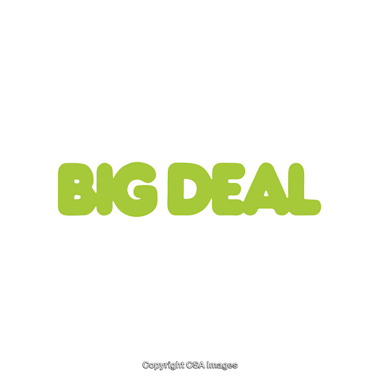 Green Text Depicting Bold Letters of 'Big Deal' on White Background