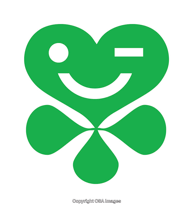 Green Creative Icon Combining a Heart, Wink, and Clover