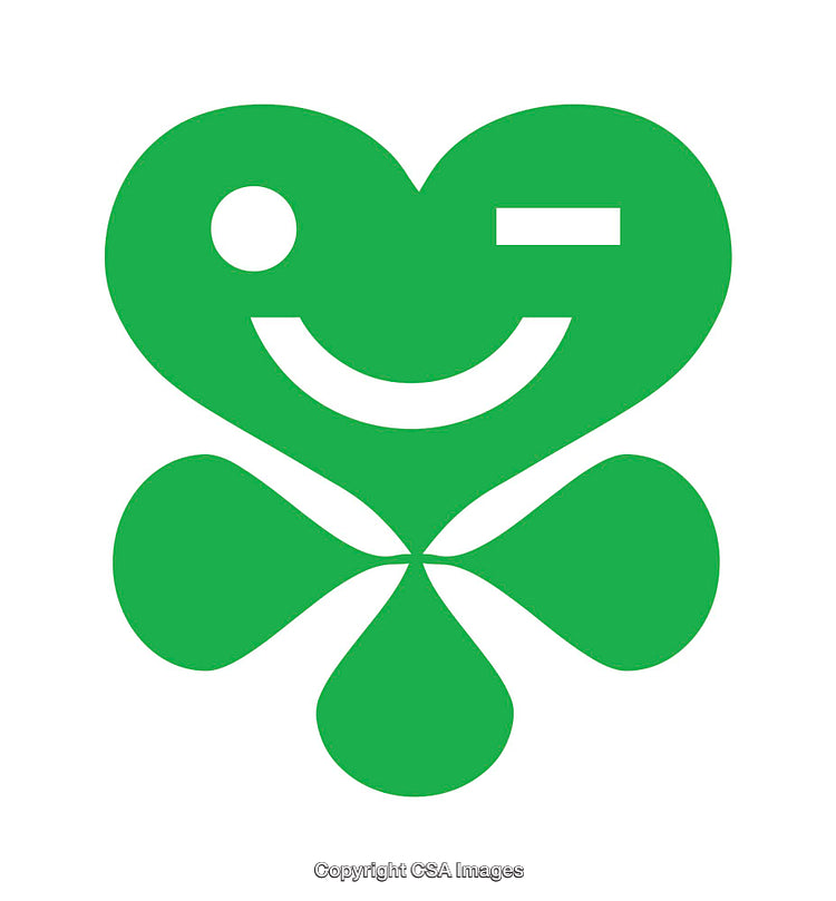Green Creative Icon Combining a Heart, Wink, and Clover