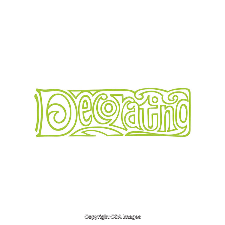 Green Decorative Text Design with Ornamental Swirls and Patterns