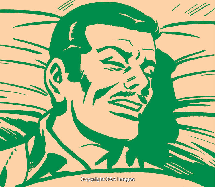 Retro Style Pop Art Illustration of a Content Smiling Man