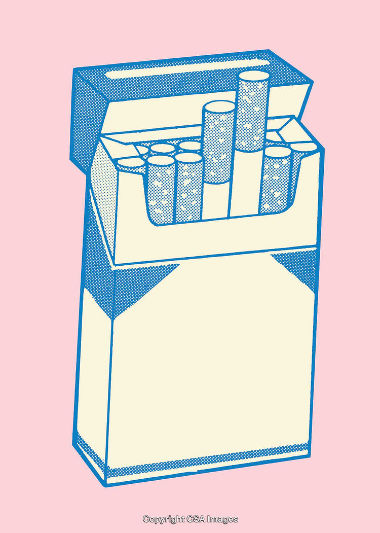 Colorful Line Art Illustration of an Open Pack of Cigarettes