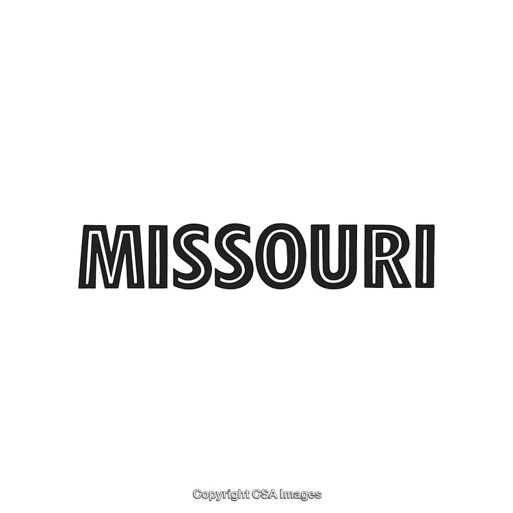 Monochrome Typography of Missouri State Name in Bold Lettering Design
