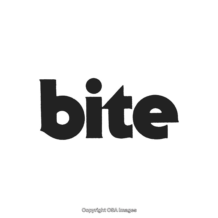 Black and White 'Bite' Logo Typography Design on Plain Background