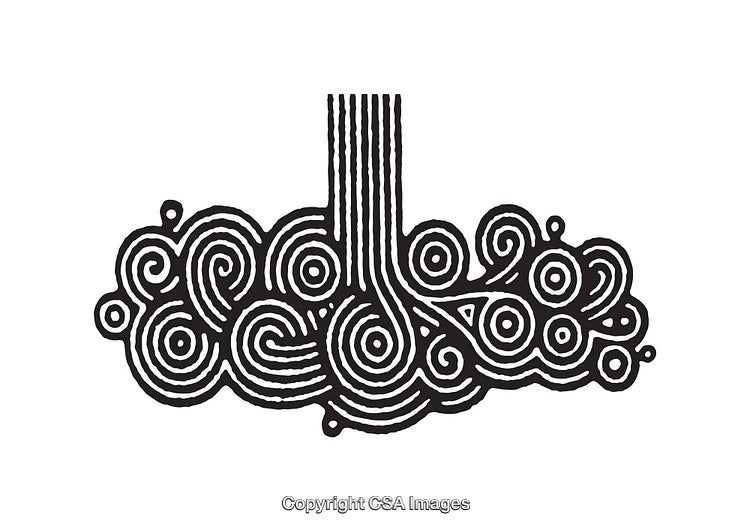 Abstract Black and White Line Art with Swirling Geometric Design