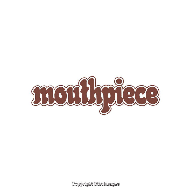 Retro Style Bold Text Featuring the Word Mouthpiece in Brown Colors
