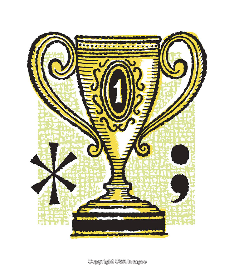 Illustrated Trophy Design with Vintage Details and Symbolic Accents