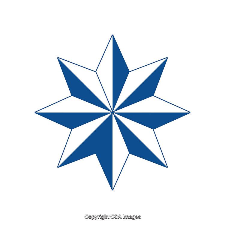 Elegant Blue Eight-Point Star Icon with Symmetrical Design