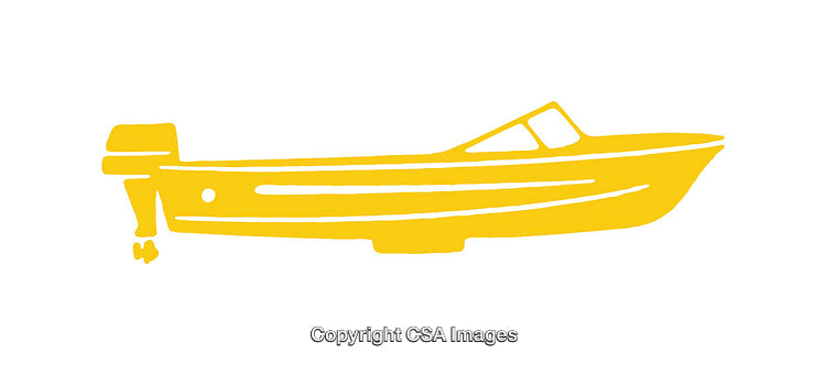 Yellow Outboard Motor Speedboat Icon on White Background
