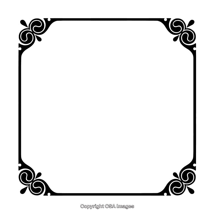 Elegant Black and White Border Design with Minimalist Floral Motifs