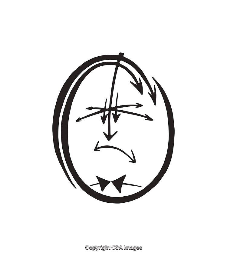 Abstract Line Art Illustration Featuring Arrows and Expressions