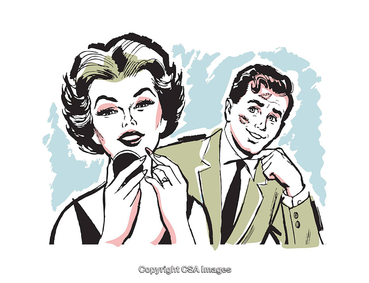 Retro Illustration of a Smiling Couple in Vintage Pop Art Style