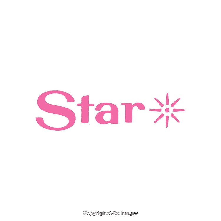 Minimalist Pink Star Text Artwork Over White Background