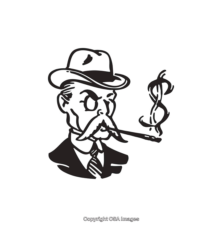 Vintage Line Art Of A Distinguished Gentleman With Smoking Expression