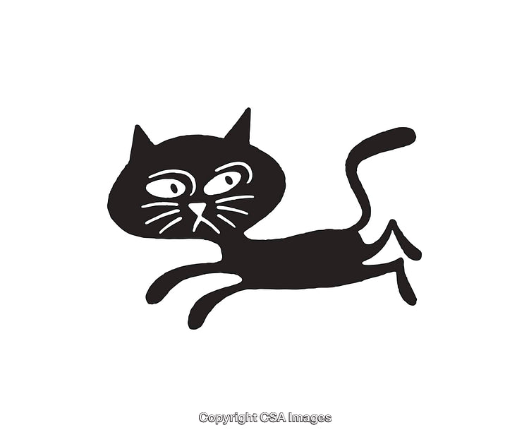 Playful Black Cat Icon Illustration in Bold Black and White Design