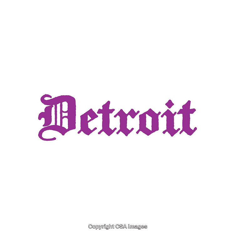 Stylish Purple Gothic Text Design of the Word Detroit on White