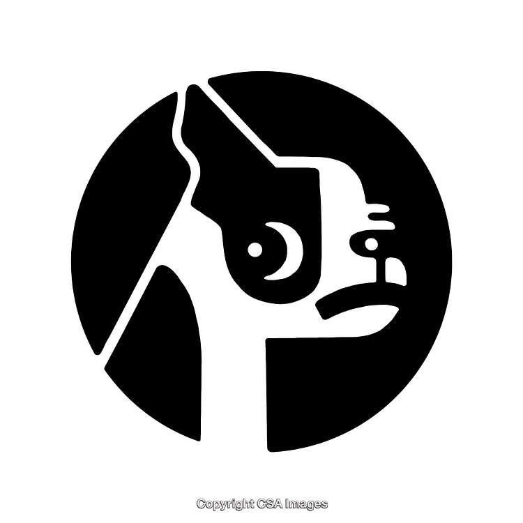 Minimalistic Black and White Illustration of a Canine in Abstract Design